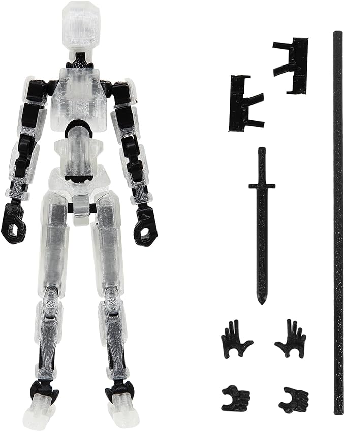 MerryXD T13 Action Figure,Assembly Completed Dummy Nova Tintan Lucky 13 Action Figure 3D Printed Multi-Jointed Movable Toy Clear