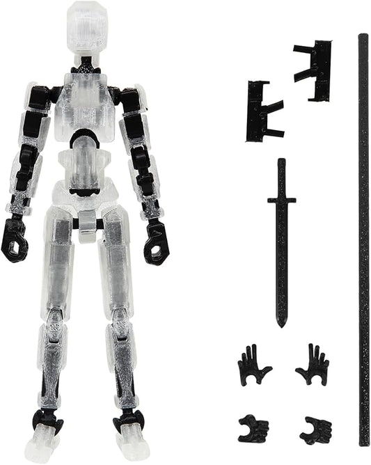 MerryXD T13 Action Figure,Assembly Completed Dummy Nova Tintan Lucky 13 Action Figure 3D Printed Multi-Jointed Movable Toy Clear