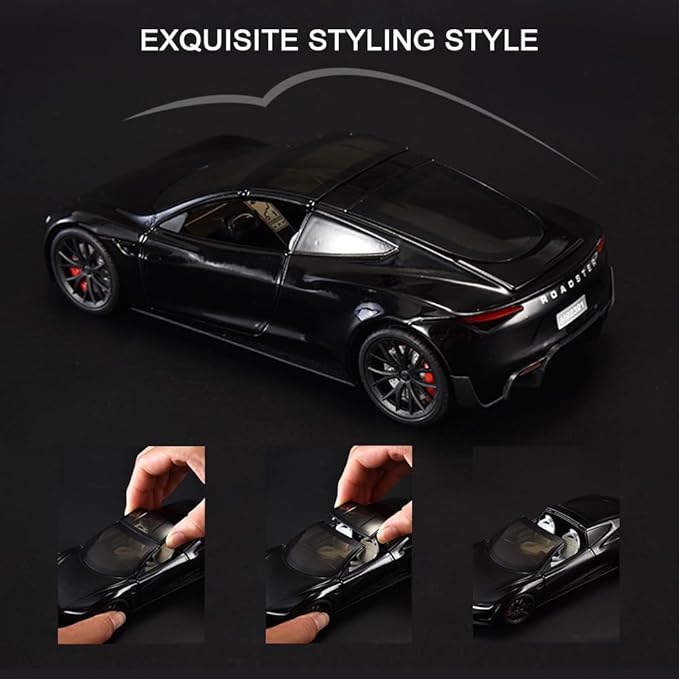 1/24 Diecast Roadster Model Car with Pull Back Function, Sound and Light, Alloy Metal Vehicles Roadster Toy Car Ideal Collectible for Kids Adults Enthusiasts, Great Birthday Gift (Blue)