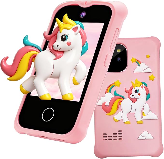 Kids Smart Phone, Christmas Birthday Gifts for Girls Age 3-12, 2.8" Touchscreen Toddler Learning Play Toy Phone with Dual Camera, Game, Music Player, 32GB Card （Pink）