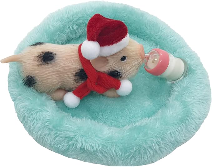 5 Inches Silicone Piglet with Accessories, Soft Mini Realistic Silicone Animals for Kids Christmast Gift（Christmas Ella）