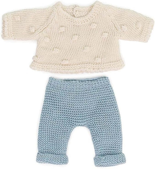 Miniland Clothes for Dolls 8 1/4'' Knitted Outfit Sweater & Trausers - ECO, Made in Spain, Quality, Role Play, Educational