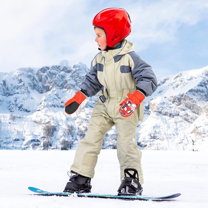 Spiderman Snow Gloves for Kids, Spider Man Toddler Gloves, 3M Thinsulate Waterproof Mittens, Kids Winter gloves