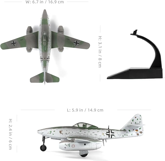1/72 Scale Me-262a Schwalbe Corsair Fighter Model Pre-Build World War II Stormbird Vintage Warplane Diecast Aircraft Military Display for Display Collection or Gift