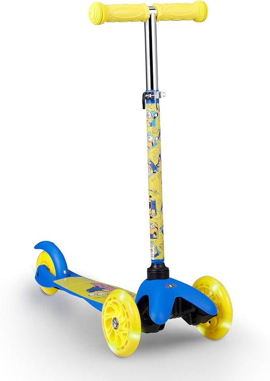 Self Balancing Kick Scooter with Light Up Wheels, Extra Wide Deck, 3 Wheel Platform, Foot Activated Brake, 75 lbs Limit, Kids & Toddlers Girls or Boys, for Ages 3 and Up