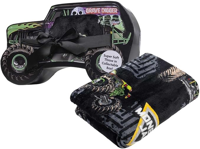 Monster Jam Throw Blanket with Gift Box - Throw Measures 46 x 60 Inches – Super Soft Special Edition.