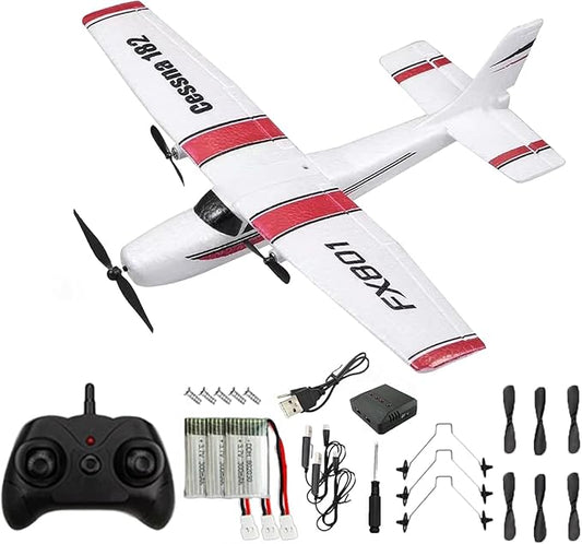RC Plane 2.4Ghz 2 Channels EPP Foam Remote Control Airplane Radio Control Cessna Aircraft Easy to Fly RC Glider Toys for Kids, Boys and Beginners with 3 Batteries