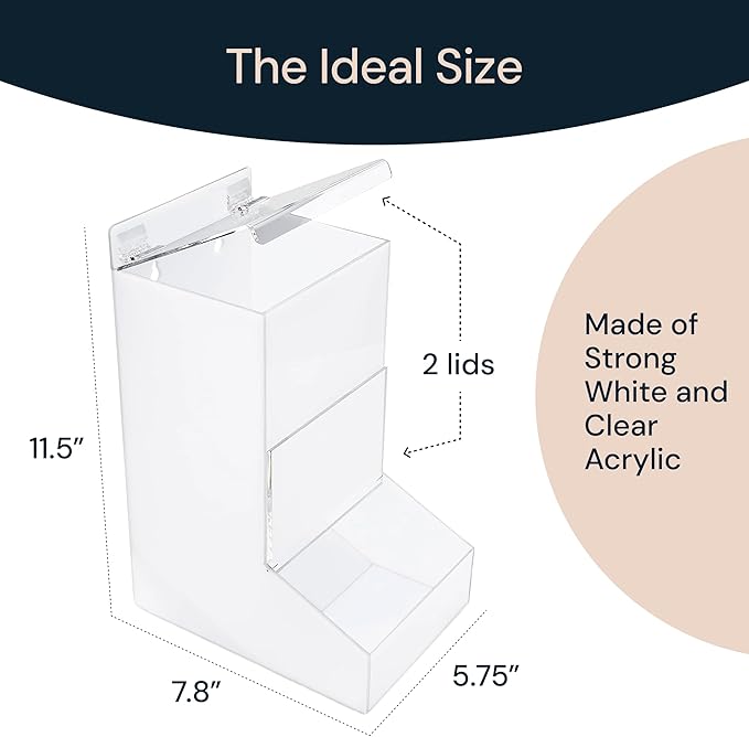 Acrylic Laundry & Dishwasher Pod Dispenser - Large Clear Acrylic, 2 Lids - Wall-Mount Or Countertop Gravity Feeder - Organization & Storage for Laundry Pods & Candy Dispenser