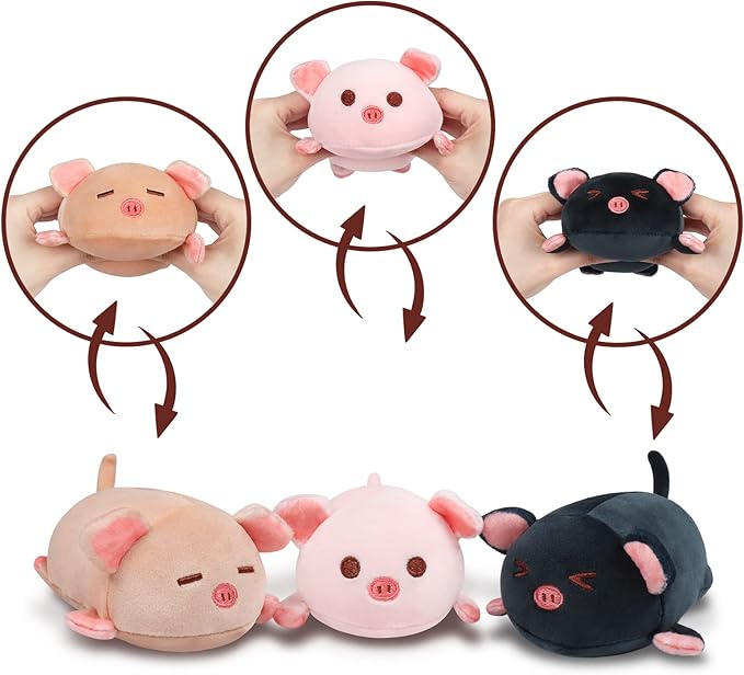 Achwishap Pig Stuffed Animal Mommy 19.6” with 3 Pig Plushies,4 PCS Cute Pig Plush Pillow,Kawaii Toys Soft Hugging Pillow for Kids Girls Boys Gifts(Pink Pig Family)