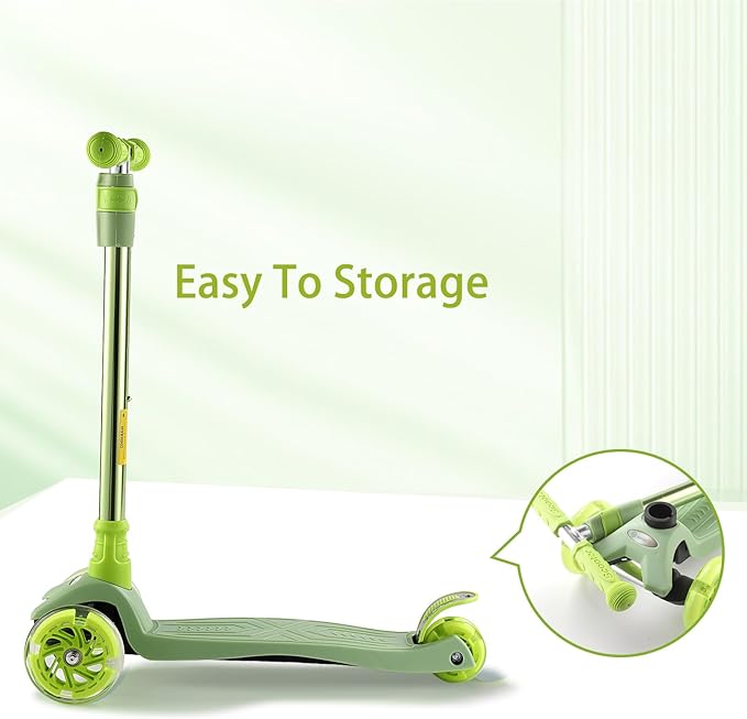 3 Wheel Scooter for Kids Ages 6-12,Kids Scooter with Light Up Wheels, Sturdy Deck Design, and 4 Height Adjustable Suitable for Kids Ages 3-12