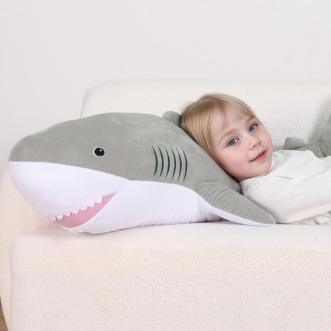 40 Inch Giant Shark Stuffed Animal Large Soft Body Plushies,Cute Big Shark Doll Pillow Plush Toy,Gift for Boy Girl Kids Birthday Valentines