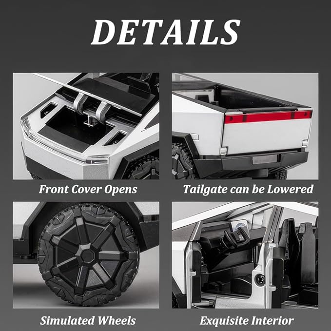 1/32 Diecast Pickup Car Model Alloy Toy Car with Sound Light and Pull Back, Toy Trucks for Boys Pickup Truck Toy Metal Model Trucks for Kids Gift Truck Enthusiasts Collection