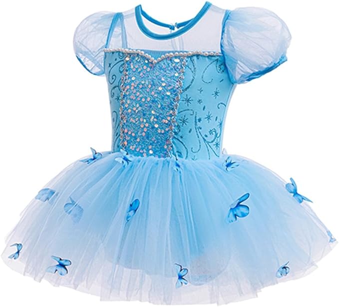 DYMCII Baby Girls Princess Ballet Dress Short Sleeve Leotards Skirted Tutu Dancewear Halloween Christmas Party Fancy Costume