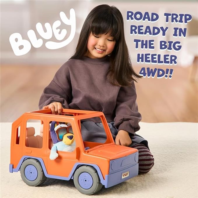 Bluey Big Heeler 4WD Big Car Toy, Interactive, Customizable Toddler Toy Car with Opening Hood Storage, Toddler Cars for Ages 3+