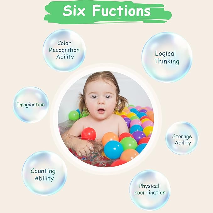 Vanland Ball Pit Balls for Baby and Toddler Phthalate Free BPA Free Crush Proof Plastic - Multicolored Pit Balls in Reusable Play Toys for Kids with Storage Bag