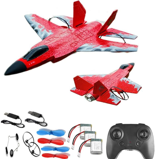 RC Plane, F-35 Jet Plane Remote Control Glider Airplanes,2 Channel 2.4GHZ Remote Control Plane Aircraft, Double Charging Wire RC Airplane Easy to Fly for Adults Beginners (Red)