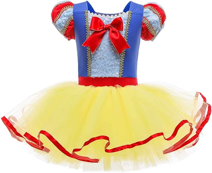 DYMCII Baby Girls Princess Ballet Dress Short Sleeve Leotards Skirted Tutu Dancewear Halloween Christmas Party Fancy Costume
