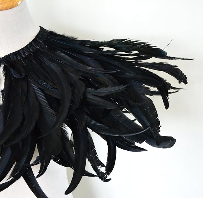 L'VOW Gothic Black Feather Shrug Cape Shawl Halloween Costume for Men