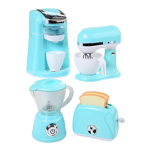 Constructive Playthings My Play Kitchen Appliances Set, Toy Blender, Mixer, Toaster, and Coffee Machine for Imaginative Play, Learning Toy for Ages 3+
