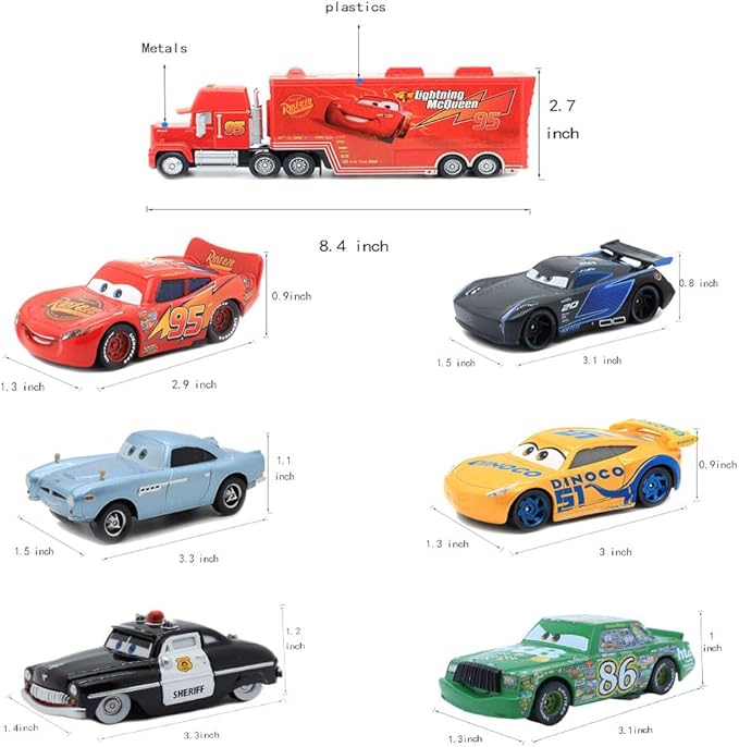 15 Pcs Car 2 3 Toys, Movie Diecast Car, Extremely Ritualistic Gift Sets for Children, Birthday Gifts for Children Over 3 Years Old