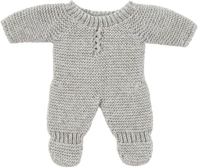 Miniland Clothes for Dolls 8 1/4'' Knitted Pajama Gray Color - ECO, Made in Spain, Quality, Role Play, Educational
