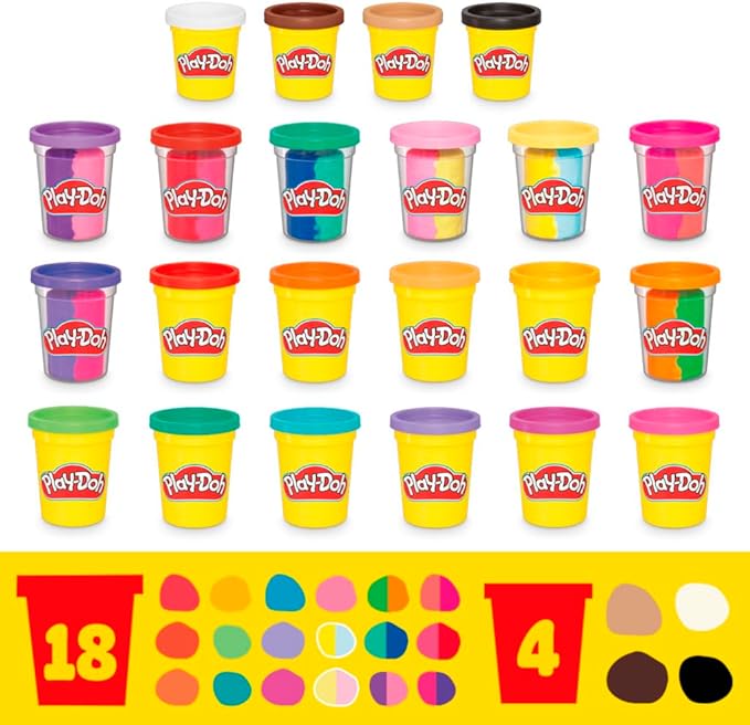 Play-Doh 22 Pack Ultimate Color Variety, Bulk Assorted Colors, 2 & 4 Ounce Modeling Compound Cans, Kids Arts & Crafts, Preschool Toys, Back to School Supplies, Ages 2+ (Amazon Exclusive)
