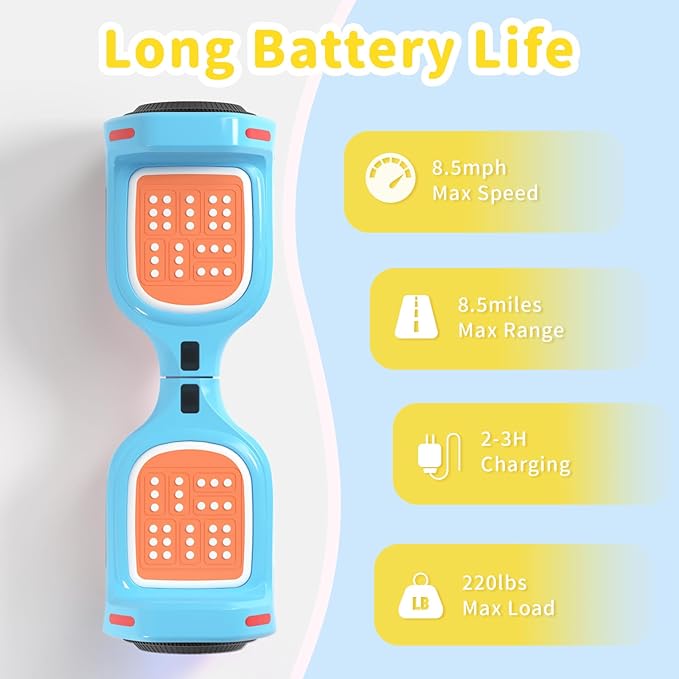 6.5" Bluetooth Scooter, LED Lights & APP & Music Speaker, Long Battery Life, Gifts for Kids & Adults & Girls & Boys, for All Ages