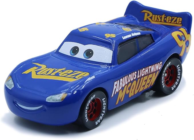 Portable Mini Toy Car and Truck Set 1:55 Diecast Model Metal Body Racers for Preschool Kids Ages 3+ Years (Blue)