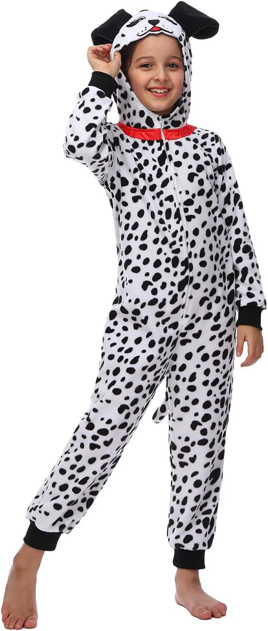 Sincere Party Dalmatians Onesie Costume for Kids,Made of Fleece Spotted Dog Onesie Dress Up S(4-6)