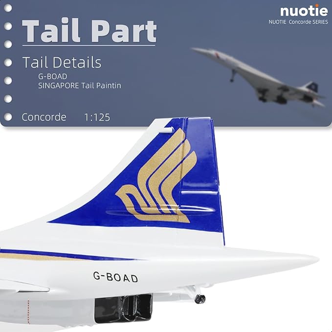 1:125 Concorde Airplane Model Pre-Build Diecast Aircraft Model Kits Aircraft Simulation Model Display Model Collection or Gift(Singapore Airlines)