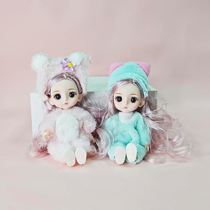 4 Pcs 6 Inch Princess Girl Mini Cute Dolls, Sister Small Princess, Miniature Little Girl for 3+ Year Old Girls