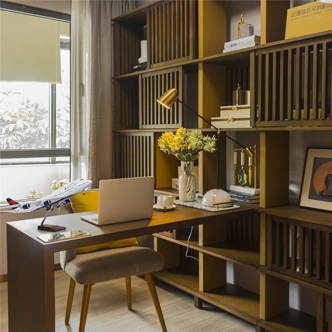 24-Hours 1/130 Scale Delta Boeing 747 Model Airplane With LED Light (Touch or Sound Control) for Adults, Decoration and Displays