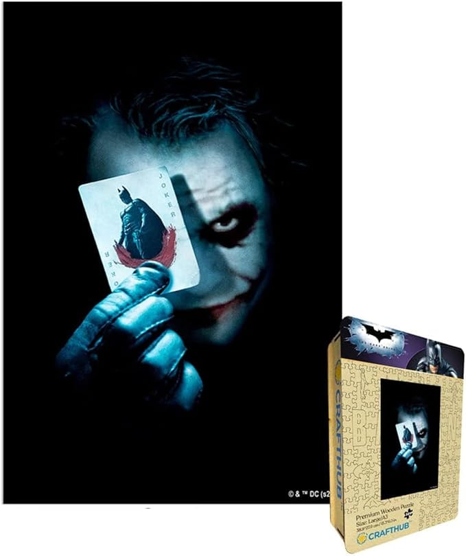 Crafthub DC Wooden Puzzles for Adults – A3 Joker with Batman Card Puzzle with 242 Pieces – Jigsaw Puzzle with Unique Shapes – Family Games for Kids and Adults – 15.4" x 10.4" (39.1 x 26.4)