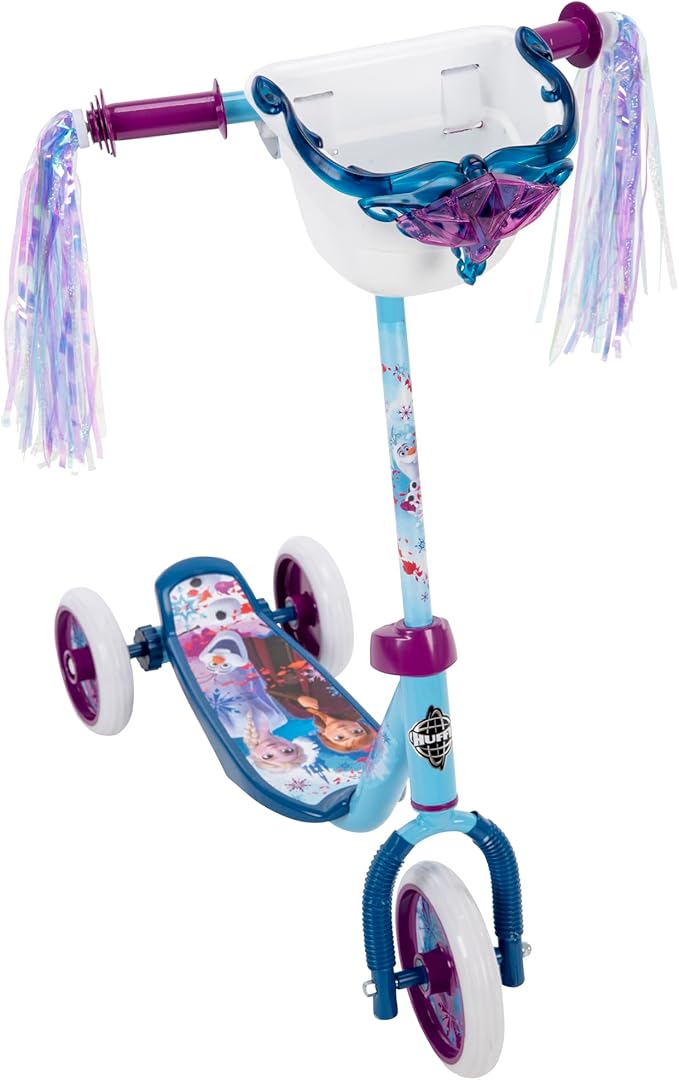 Huffy Disney and Marvel Toddler Kids 3-Wheel Scooters, Multiple Color Options, Ages 3+ Years Old, Durable Steel Frame, Portable, Girls/Boys, Non-Slip Deck, Character Graphics