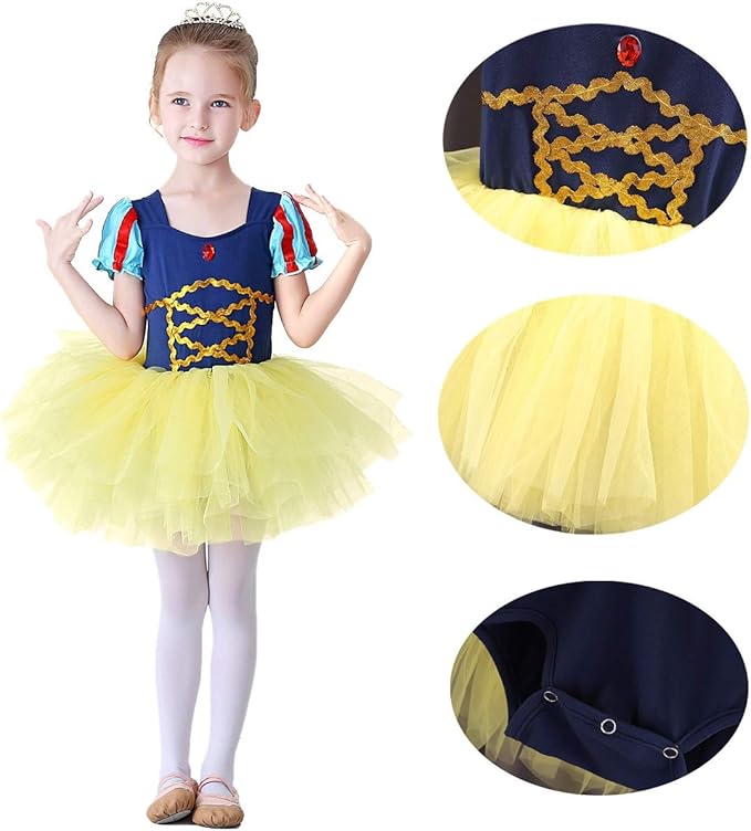 DYMCII Baby Girls Princess Ballet Dress Short Sleeve Leotards Skirted Tutu Dancewear Halloween Christmas Party Fancy Costume