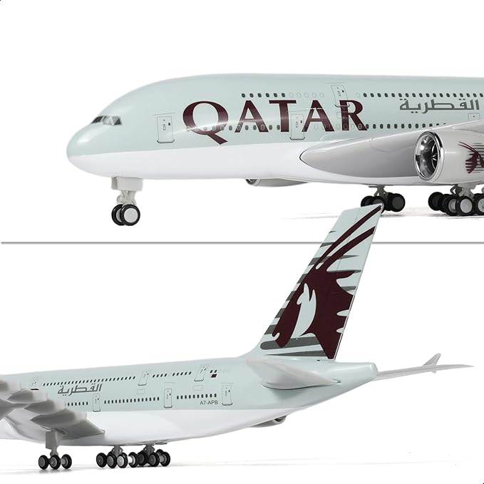 1/240 A380 Qatar Airplane Model Kits (30cm L) for Airbus A380 Resin Plane Model with Display Stand for Adult Aviation Gift or Display Decoration