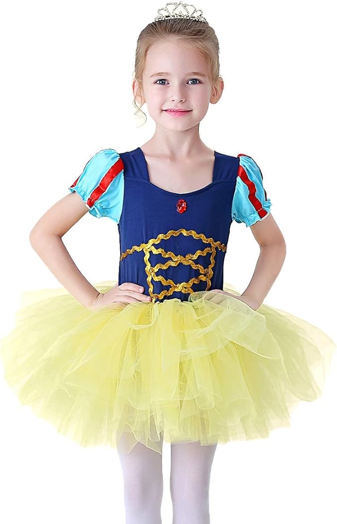 DYMCII Baby Girls Princess Ballet Dress Short Sleeve Leotards Skirted Tutu Dancewear Halloween Christmas Party Fancy Costume