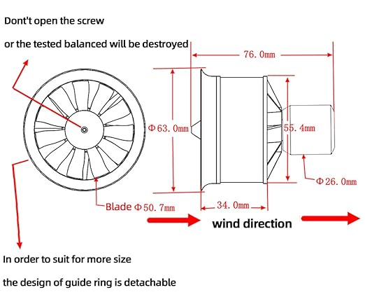 50mm EDF 4900KV 3S Maximum thrust770g,Brushless Motor, Applicable to RC Jet Aircraft