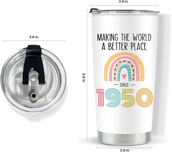 75th Birthday Gifts for Women, Tumbler 20 oz Stainless Steel Vacuum Insulated Tumblers, 1950 Birthday Gifts for Women, 75 Year Old Birthday Gifts, 75th Birthday Gift Ideas, 75th Birthday Tumbler