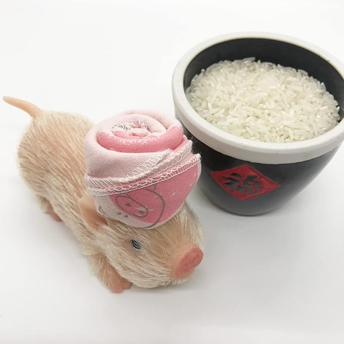 5 Inches Silicone Piglet with Accessories, Soft Mini Realistic Silicone Animals for Kids Christmast Gift（Christmas Dora）