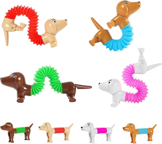 Dog pop Tubes fidgets, Stocking Stuffers for Kids, Sensory Toys for Kids 5-7, fidgets for Toddler, Toddler Stocking Stuffers, Easter Egg fillers,（4 Pack Dog）