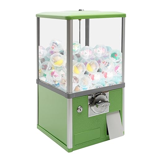 25 Cents Coin Operated Vending Machine, 20.87" Height Commercial Candy Gumball Machine Huge Load Capacity Candy Vending Machine, Big Capsule Vending Machine for 1.77-1.97in Ball Diameter (Green)