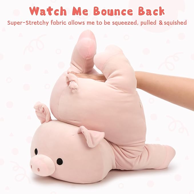 MaoGoLan Pink Pig Stuffed Animal Plush Pillow– 23.6" Giant Stuffed Pig Toy, Soft Hugging Piglet Toy for Kids & Adults, Perfect Piggy Christmas Birthday Decor Gifts
