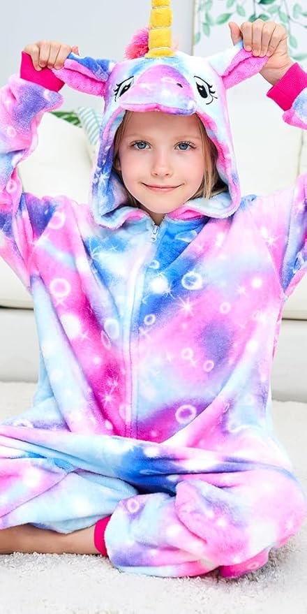 Kids Unicorn Onesie Pajamas One-Piece Cosplay Costume Animal Sleepwear Girls And Boys
