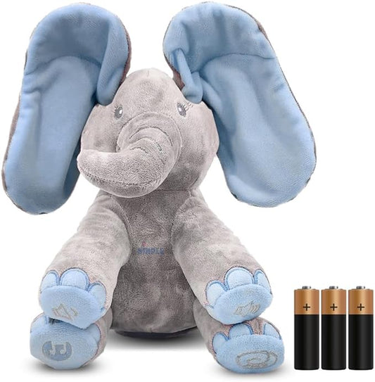 Dimple Kyle Elephant Stuffed Animal Toy - Animated Plush Blue Singing Elephant, Interactive Musical Peek-a-Boo for Babies, Kids, for Toddlers, Ages 0 and Up(Battery Included)