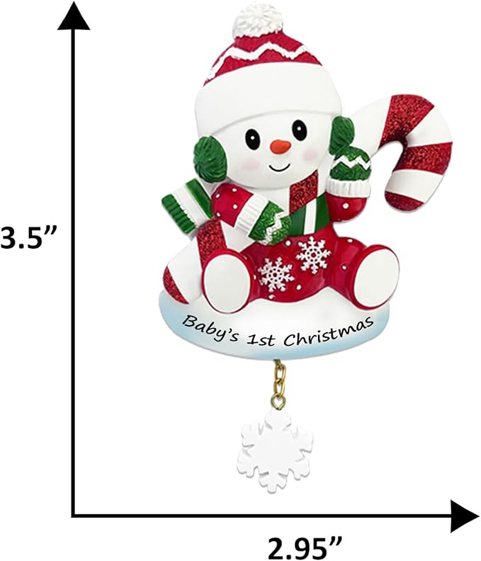 Personalized Ornament Baby's First Christmas 2025 Snowbaby Xmas Tree Decoration Pink Artisanal Custom Ornaments with Name & Year Decoration Gifts for New Born Baby Boy Girl