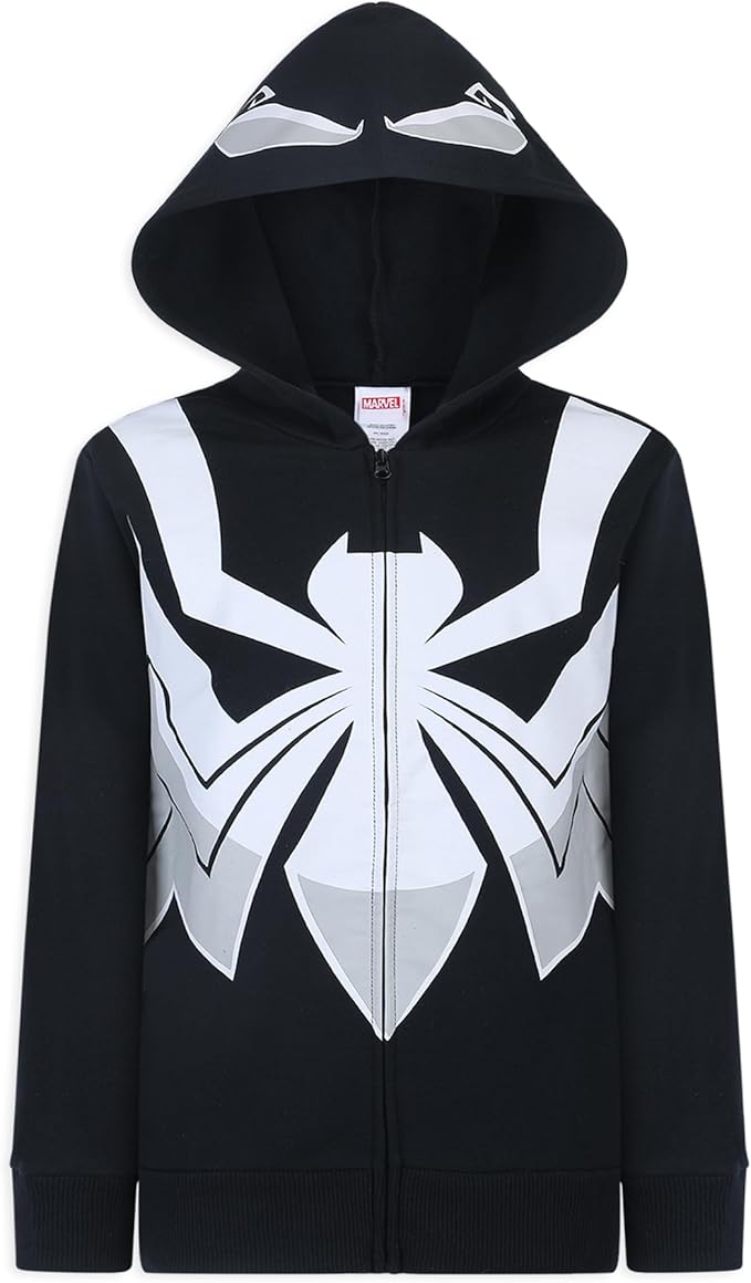 Marvel Spider-Man, Miles Morales, & Venom Boys Zip Up Hooded Sweatshirt and Pants Set for Toddlers and Big Kids – Black/Red