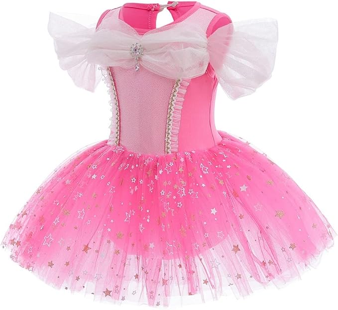 DYMCII Baby Girls Princess Ballet Dress Short Sleeve Leotards Skirted Tutu Dancewear Halloween Christmas Party Fancy Costume