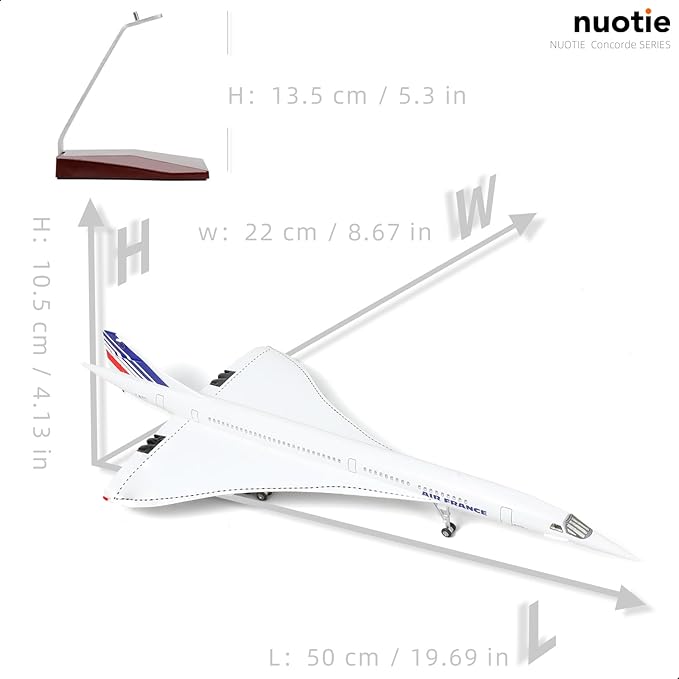 1/125 Scale Concorde Airplane Model Prebuilt Diecast Aircraft Miniature Kit Airplane for Air France Metal Model for Adults Collection or Gift