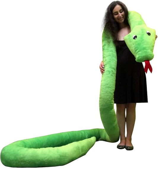Big Plush American Made Giant Stuffed Snake 18 Feet Long Soft Green Serpent